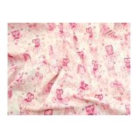 cute owls print polycotton dress fabric pink