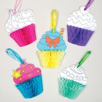 Cupcake Honeycomb Colour-in Decorations (Pack of 5)