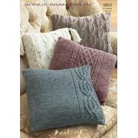 cushion covers in hayfield bonus aran tweed 9804