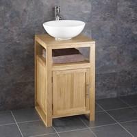 Cube Solid Oak 46cm Square Freestanding Vanity Unit and Arezzo Sink