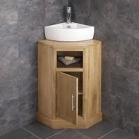 Cube Space Saving Single Door Corner Oak Cabinet with Olbia Basin