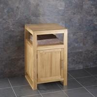 Cube 46cm Solid Oak One Door Narrow Bathroom Cabinet with No Basin