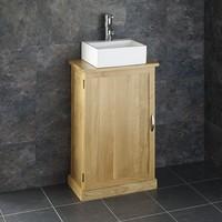 Cube 50cm by 29cm Deep Slimline Oak Single Door Cabinet with Salerno Sink
