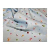 Cute Kitten Cotton Poplin Fabric Baby Blue