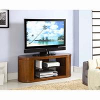 Curved Wooden LCD TV STand In Walnut Veneer