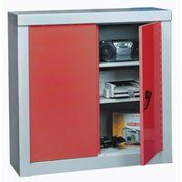 CUPBOARD SECURITY 1200X900X450 2 SHELVES GREY WITH RED DOOR