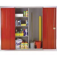CUPBOARD - LARGE UTILITY LIGHT GREY WITH RED DOORS