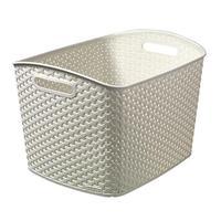 CURVER My Style XL Nestable Rattan Rectangular Basket, White