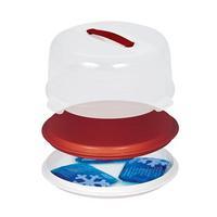 CURVER Round Cake Box With Cool Packs, White/Red