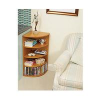 Curved Corner Bookcase/CD & DVD Stand, Light Oak