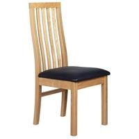 Cuba Solid Oak Chair with Brown Leather Seat - Pair