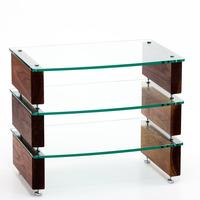 Custom Design Milan 6 Walnut / Clear Glass 3 Shelf Hi-Fi Rack