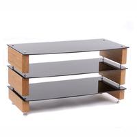 Custom Design Milan 6 LCD3 Oak / Black Glass 3 Shelf TV Stand