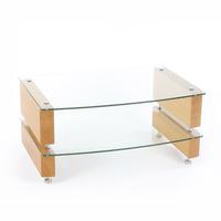 Custom Design Milan 6 Oak / Clear Glass 2 Shelf Hi-Fi Rack