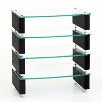 Custom Design Milan 6 Black / Clear Glass 4 Shelf Hi-Fi Rack