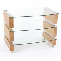 Custom Design Milan 6 Oak / Clear Glass 3 Shelf Hi-Fi Rack