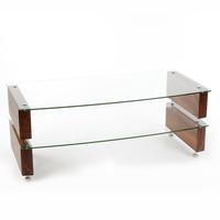 Custom Design Milan 6 LCD2 Walnut / Clear Glass 2 Shelf TV Stand
