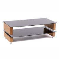 Custom Design Milan 6 LCD2 Oak / Black Glass 2 Shelf TV Stand