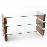 Custom Design Milan 6 LCD3 Walnut / Clear Glass 3 Shelf TV Stand