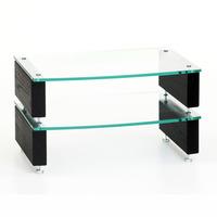 Custom Design Milan 6 Black / Clear Glass 2 Shelf Hi-Fi Rack