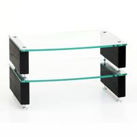 custom design milan 6 black clear glass 2 shelf hi fi rack