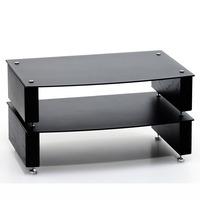 Custom Design Milan 6 Black / Black Glass 2 Shelf Hi-Fi Rack