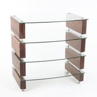 Custom Design Milan 6 Walnut / Clear Glass 4 Shelf Hi-Fi Rack