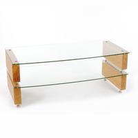 Custom Design Milan 6 LCD2 Oak / Clear Glass 2 Shelf TV Stand