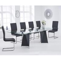 Cuba 180cm Grey Extending Glass Dining Table with Malaga Chairs