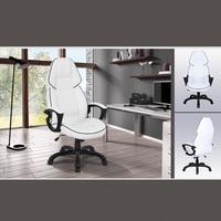 Cupric Modern Home Office Chair In White And Black Faux Leather