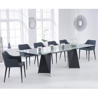 Cuba 180cm Grey Extending Glass Dining Table with Cuba Chairs