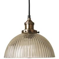 Culinary Concepts Prohibition Antique Brass Pendant with Ribbed Dome Glass Shade