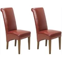 Cuba Sheesham Red Leather Dining Chair (Pair)