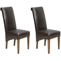 cuba sheesham brown leather dining chair pair