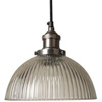 Culinary Concepts Prohibition Antique Silver Pendant with Ribbed Dome Glass Shade