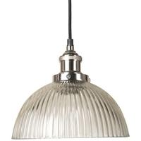 Culinary Concepts Prohibition Polished Nickel Pendant with Ribbed Dome Glass Shade