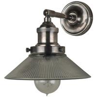 Culinary Concepts Prohibition Antique Silver Straight Wall Fitment with Small Triangular Ribbed Glass Shade