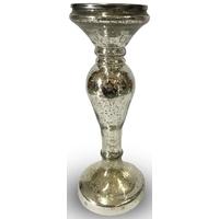 Culinary Concepts Classic Mercury Antique Silver Glass Candle Holder