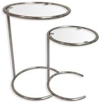 culinary concepts antique silver gemini round nest of 2 coffee tables