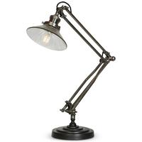 Culinary Concepts Antique Silver Library Desk Lamp with Small Glass Ribbed Shade