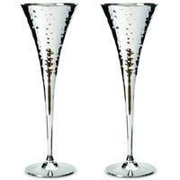 Culinary Concepts Silver Plated Hammered Champagne Chalices (Pair)