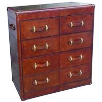 Culinary Concepts Panama Cognac Leather with Brass Large 5 Chest of Drawer