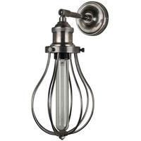 Culinary Concepts Prohibition Straight Antique Silver Wall Fitment with Edison Cage