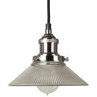 Culinary Concepts Prohibition Polished Nickel Pendant with Small Triangular Ribbed Glass Shade