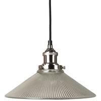 Culinary Concepts Prohibition Polished Nickel Pendant with Large Triangular Ribbed Glass Shade