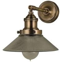 Culinary Concepts Prohibition Antique Brass Straight Wall Fitment with Small Triangular Ribbed Glass Shade