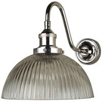 Culinary Concepts Prohibition Polished Nickel Curved Wall Fitment with Ribbed Dome Glass Shade