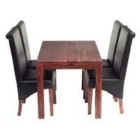 Cube Dining Set with 4 Leather Chairs