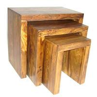 Cube Sheesham Nest of 3 Tables