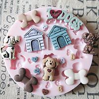 cute dog toy silicone mold fondant molds sugar craft tools chocolate m ...